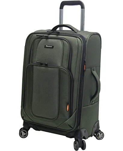 suitcase that resists UV damage-suitcase for slow travel-Pathfinder Presidential Carry On 21" Luggage With Spinner Wheels (21In, Olive)