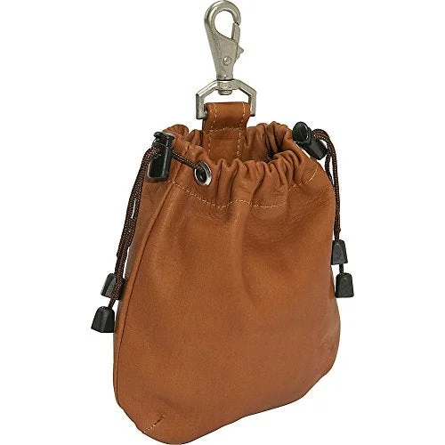 suitcase with a stylish two-tone finish-suitcase with durable handle-Piel Leather Drawstring Pouch, Saddle, One Size