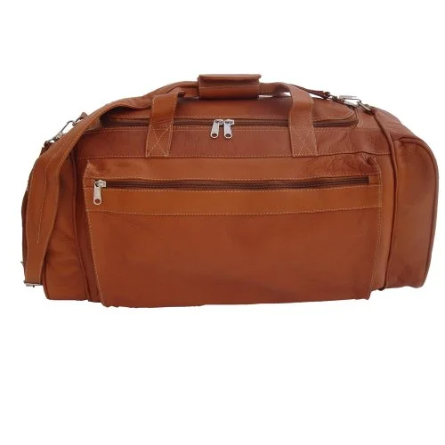 suitcase with luxurious satin lining-suitcase for rare items-Piel Leather Luggage Large Duffel Bag, Saddle