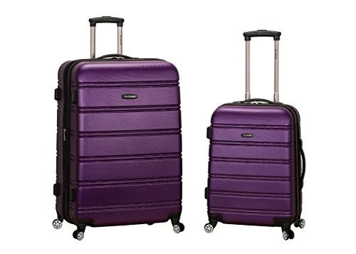 suitcase that can double as a mobile workstation-suitcase with tight lock-Rockland Luggage 20 Inch 28 Inch 2 Piece Expandable Spinner Set, Purple, One Size