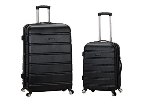 suitcase that accommodates a variety of travel needs-suitcase for river travel-Rockland Luggage 20 Inch And 28 Inch 2 Piece Expandable Spinner Set, Black, One Size