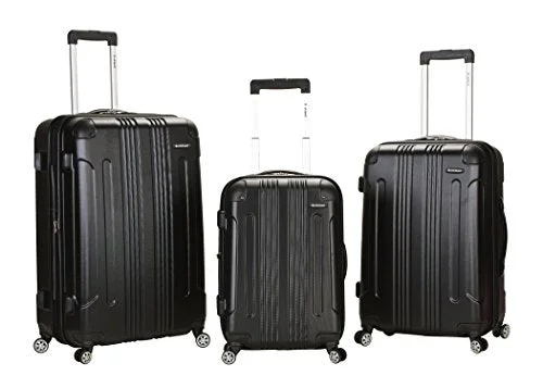 suitcase for traveling with a minimalist wardrobe-suitcase for rural trip-Rockland Luggage 3 Piece Abs Upright Luggage Set, Black, Medium