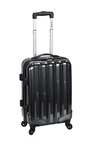 suitcase for packing business and casual outfits separately-suitcase for organized packing-Rockland Melbourne 20" Non-Expandable Abs Carry On, Black Fiber