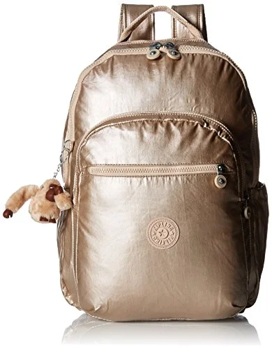 backpack with integrated laptop stand -Compact backpack for gym-Seoul L Solid Laptop Backpack, Sparkly Gold