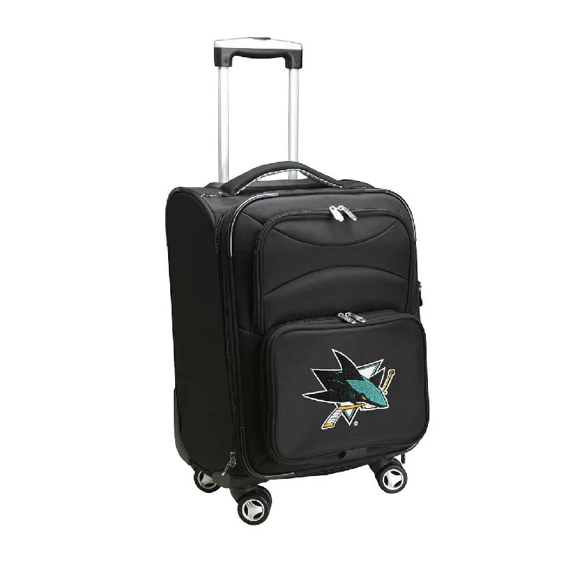 suitcase for luxury private jet travel-suitcase with sleek style-Sharks Luggage | San Jose Sharks 21" Carry-on Spinner Luggage