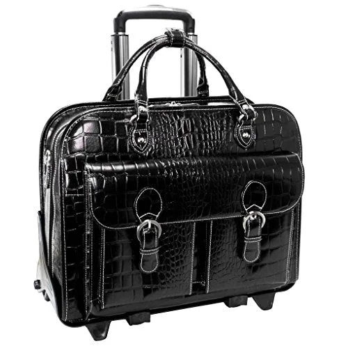 suitcase with best price for value-suitcase for pet travel-Siamod San Martino 35305 Black Leather Ladies’ Detachable-Wheeled Laptop Case