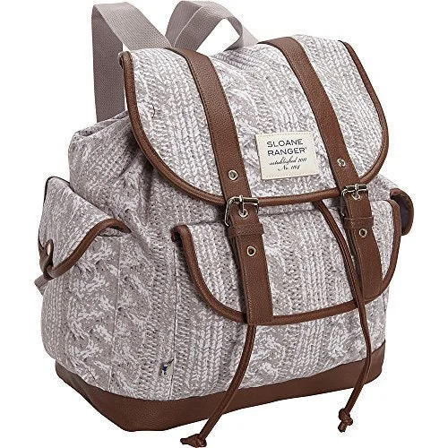 travel backpack with anti-theft features -Backpack for college students-Sloane Ranger Cable Knit Design Slouch Backpack