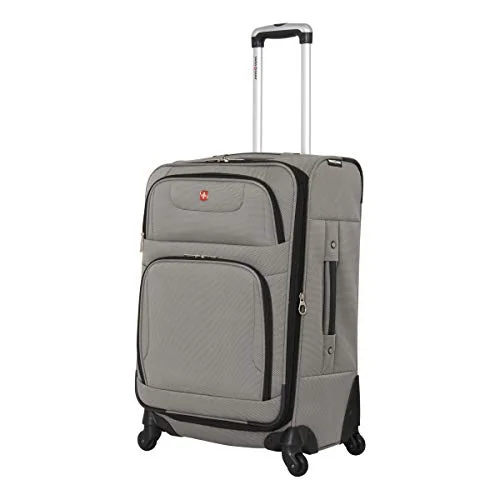 suitcase for heavy packers-suitcase for sunny weather-Swissgear 24" Expandable Spinner Luggage- Pewter. Expandable Unisex Suitcase Great as Carry-On Travel Luggage (Pewter, 24")