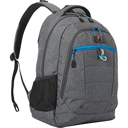 ergonomic hiking backpack with extra padding -Backpack with adjustable straps-Swissgear Travel Gear 18.5" Backpack- Exclusive (Grey Heather/ Cyan Trophy)