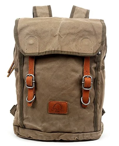 waterproof backpack for tech professionals -Small travel backpack-The Same Direction Forest Backpack Military Inspired Canvas And Leather Bag