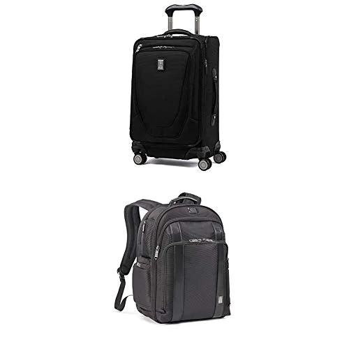 suitcase for adventure seekers-suitcase for tidy travelers-Travelpro Luggage Crew 11 21" Carry-on + Laptop Backpack (Black)