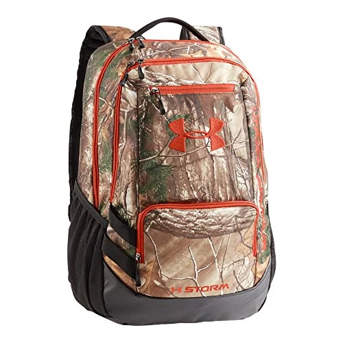 stylish fashion backpack for students -Travel backpack for men-Under Armour Camo Hustle Backpack, Realtree Ap-Xtra/Dynamite, One Size