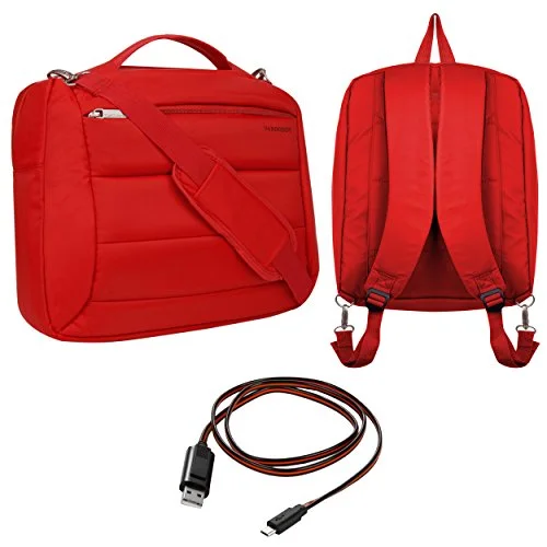 durable heavy-duty travel backpack -Compact backpack for sports-Vangoddy Bonni 3-In1 Laptop Messenger Bag Backpack Tote (Red) For Lenovo Yoga 710 15 / Ideapad Y700