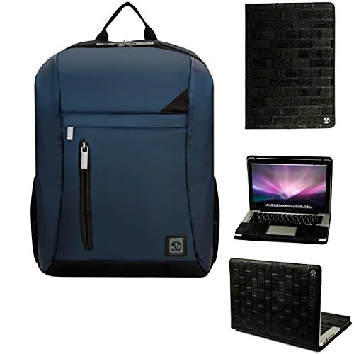 ultra-stylish backpack for city travelers -Waterproof backpack for outdoor-Vangoddy Executive Black Folio + Navy Blue Backpack For Macbook Pro 13Inch (2012-Early 2016)