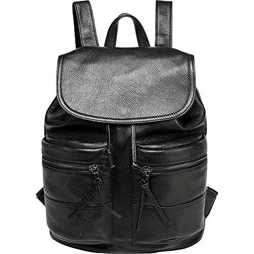 expandable minimalist backpack for smart travel -Lightweight backpack for gym-Vicenzo Leather Millie Backpack (Black)