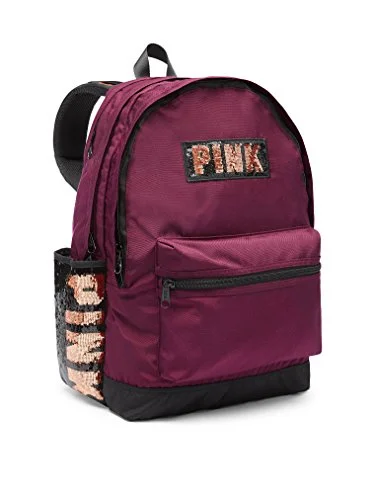 fashionable work backpack for men and women -Stylish backpack for gym-Victoria'S Secret Pink Bling Campus Backpack, Deep Ruby