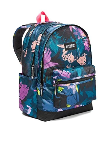 vintage leather backpack for men -Compact backpack for adventures-Victorias Secret Pink Campus Backpack Black Floral Print 2017