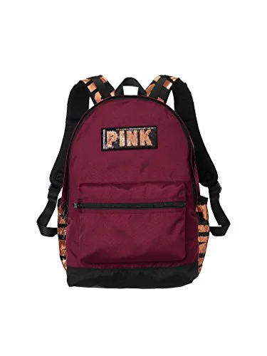 backpack with detachable laptop sleeve -Backpack for sunny weather-Victoria'S Secret Pink Campus Backpack Maroon Deep Ruby Bling