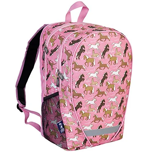 waterproof backpack with reinforced base -Backpack for adventure travel-Wildkin Horses In Pink 18 Inch Backpack