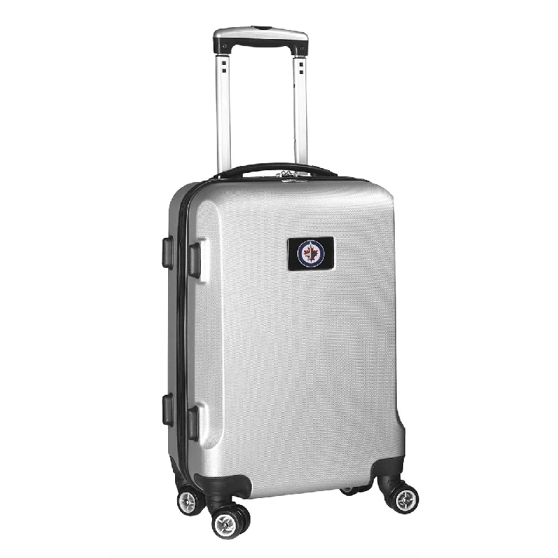 suitcase that keeps outfits wrinkle-free-suitcase for luxury items-Winnipeg Jets 20" Silver Domestic Carry-on Spinner