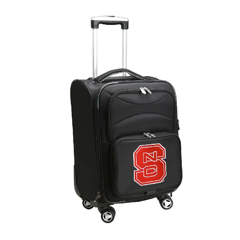 suitcase that allows quick access to essentials-suitcase with quiet gliding-Wolfpack Luggage | North Carolina State Wolfpack 20'' Black Domestic Carry-on Spinner