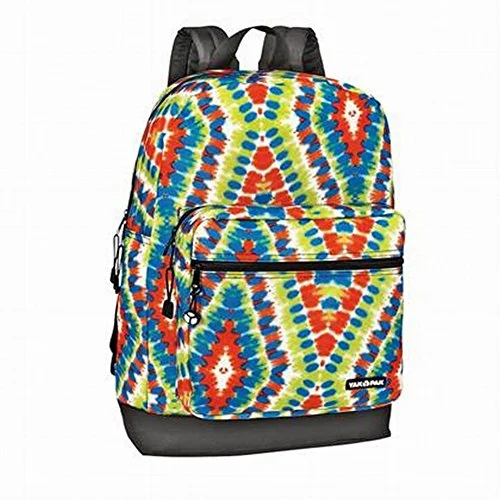 durable hiking backpack with frame -Compact backpack for biking-Yak Pack Yellow Blue Red Tie Dye Canvas Backpack Sports School Travel Pack