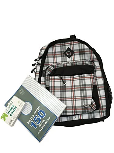 slim and lightweight backpack for work -Backpack for sandy trails-Yak Pak: Black And White Plaid Back To School Backpack Bundle, Set Of 3 Pieces