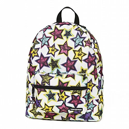 rugged outdoor adventure backpack -Backpack with outer straps-Yak Pak Colorful Stars Canvas Backpack Sports School Travel Pack