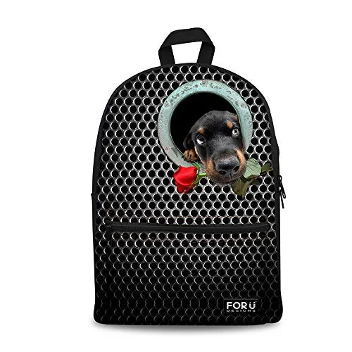 waterproof school backpack for kids -Travel backpack for compact-Youngerbaby Cute Dog Printing Backpack Unisex School Bag For Teens Boys Students