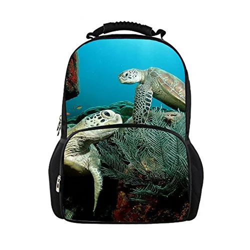 best rolling backpack for college -Affordable backpack for biking-Youngerbaby Elastic Felt 3D Sea Turtle Print 14 Inch Laptop Backpack For Boys,Casual Students