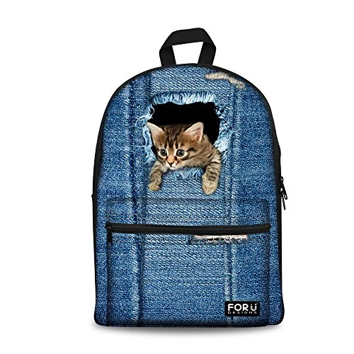 tactical sling backpack for men -Stylish backpack for fishing-Youngerbaby Xmas Gifts Cute Cat Print Design Backpack For Teen Girls Durable School Bag Christmas