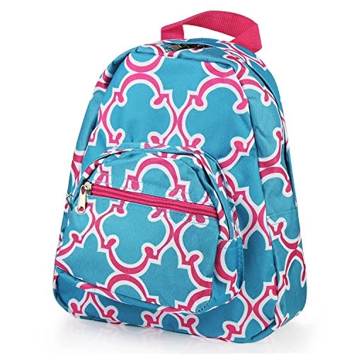 backpack with integrated laptop stand -Travel backpack for quick travel-Zodaca Kids Small Backpack, Blue Quatrefoil