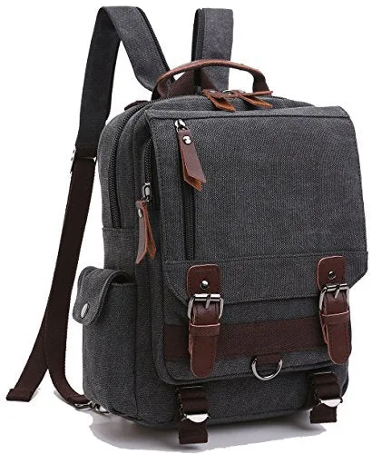 commuter backpack with reflective details -Lightweight backpack for photography-Zuolunduo Small Canvas Backpack Schoolbag Shoulder Bag Rucksack Daypacks M8596Sj,Black