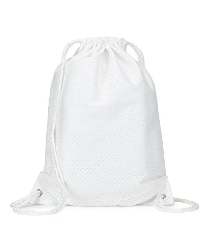 lightweight backpack for summer travel -Backpack for fun hikes-Zuzify Jersey Mesh Drawstring Sport Backpack. Km0102 Os White