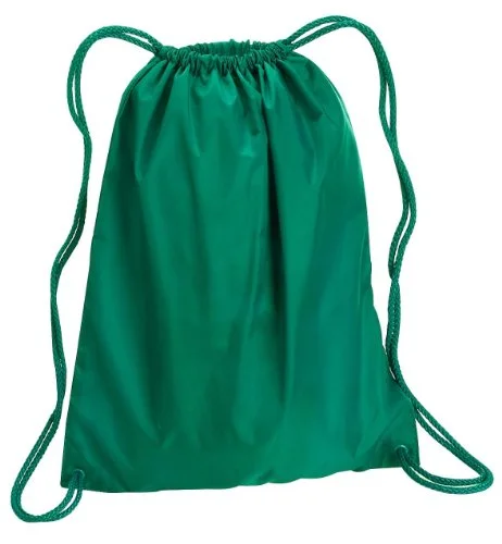 vintage-style backpack with leather accents -Waterproof backpack for photography-Zuzify Large Cinchsack Drawstring Backpack. Ci0101 Os Kelly Green